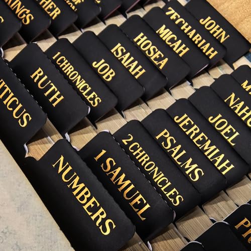 VYRANA Gold Foil Embossed Bible Tabs Set - Black, 105 Labels for Navigation & Personalization