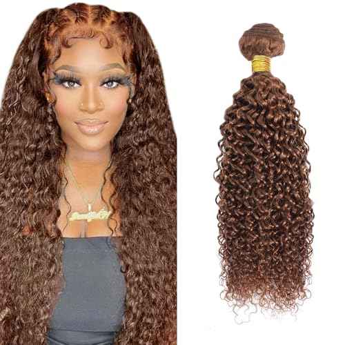 #30 Brown Bundles Water Wave Bundles Human Hair 34 Inch Light Brown Water Wave Bundle Unprocessed Brazilian Virgin Weave Hair 1 Bundle 50 Gram Per Bundle