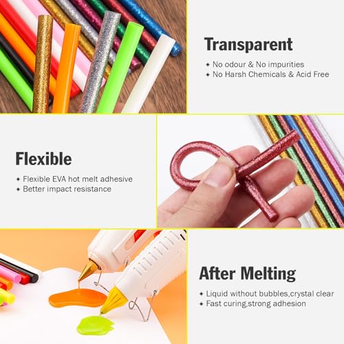 YesBes 300-Pack Colored Mini Hot Glue Sticks 4" x 0.27" for All Temp Glue Guns