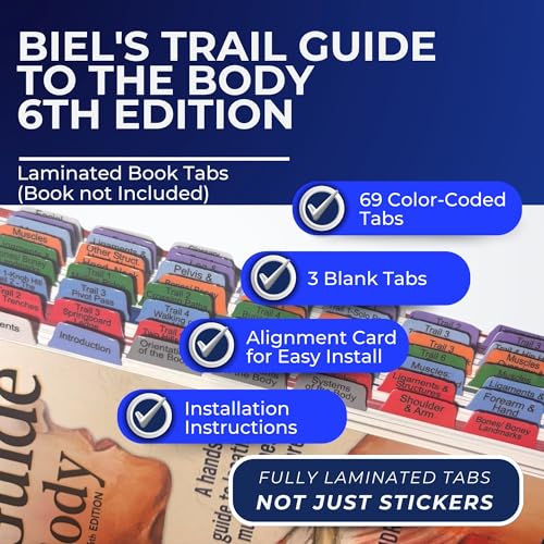 Durable Laminated Book Tabs for Biel's Trail Guide to The Body 6th Edition