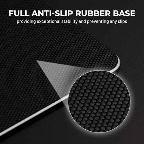 XVX Black Glass Mousepad 4.0, Hard Mouse Pad for Gaming, Ultra-Smooth Micro-Etched Surface Mouse Mat with Non-Slip Rubber Base(410mm*310mm)