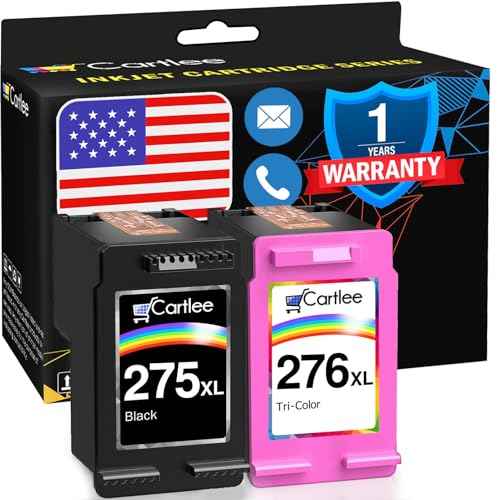Cartlee Remanufactured Ink Cartridges Replacement for Canon 275 and 276 Ink Cartridges for Canon 275xl 276 for Pixma TS3522 TR4720 Printer Combo Pack