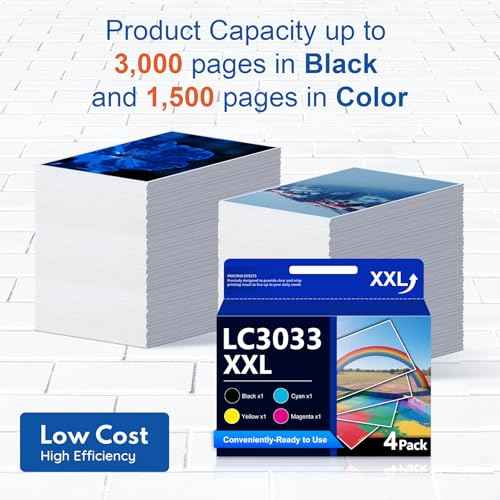 LC3033XXL Ink Cartridges Super High Yield Compatible with MFC-J995DW MFC-J805DW MFC-J815DW J995DWXL J805DWXL J815DWXL Printer Replacement for Brother LC3033 XXL LC3033 Ink Cartridge (4 Pack)