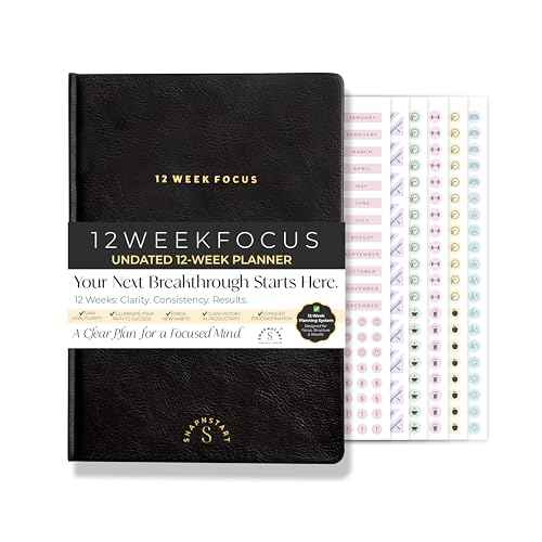 12 Week Focus Planner: High Performance Project Planner - Stay Focused and Achieve your Goals - Weekly and Daily Pages with Scientifically Proven Prompts - Undated, 7x10inch Black Hardcover