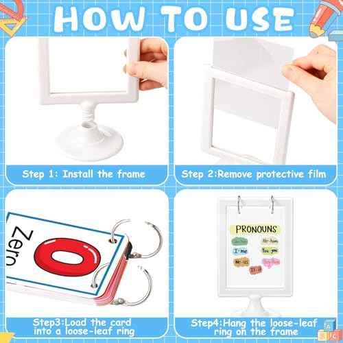 Geelin Mini Anchor Chart Holder 4 x 6 Inches Learning Card Stand Anchor Chart Storage Double Sided Card Display for Holding Alphabet Number Vocabulary Paper Organization Interactive Displays(12 Pcs)