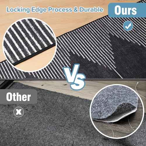 Office Chair Mat for Hardwood Floors, Durable 51"x63" Low-Pile Bohemian Stripe Desk Rug with Non-Slip Backing, Easy-Glide Computer Floor Protector for Rolling Chairs