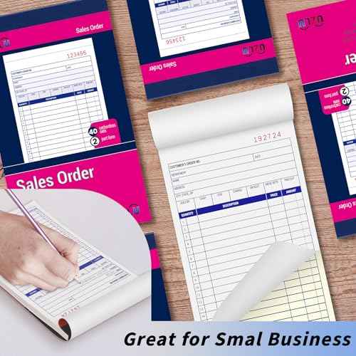 40 Pack Sales Order Book Bulk, 2-Part Carbonless Receipt Form Invoice, White/Yellow, 3-11/32x5-5/8 lnches, General Purpose Sales Book for Small Businesses and Service Providers, 40 Sets per Book