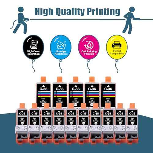 15 Packs 35 36 Ink Replacement for Canon 35 36 Ink Cartridge for Cannon Printers TR160 TR150 iP110 iP100, Compatible for Canon tr150 Ink Cartridges (10 Black | 5 Tri-Color)
