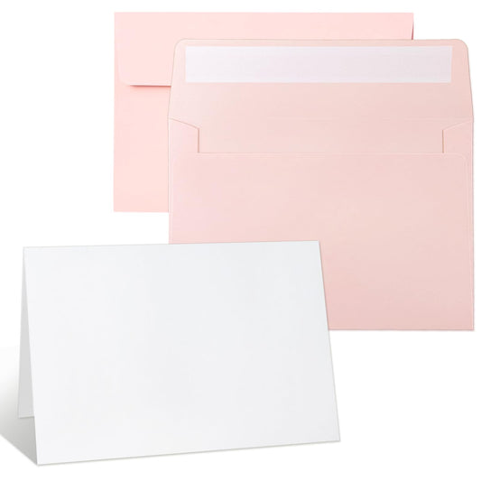 44 Pack Blank Cards and Pink Envelopes 4x6, Self-Seal A4 Envelopes with Folded Cardstock set, for DIY greeting cards,Thank you Cards, Wedding Birthday Christmas Invitations and Various Occasions