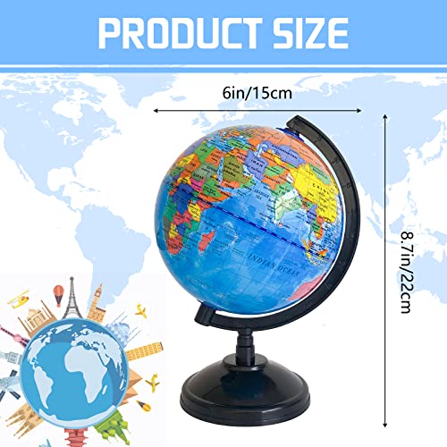 6'' Kids Educational World Globe with Stand, Rotating Map for Classroom & Decor