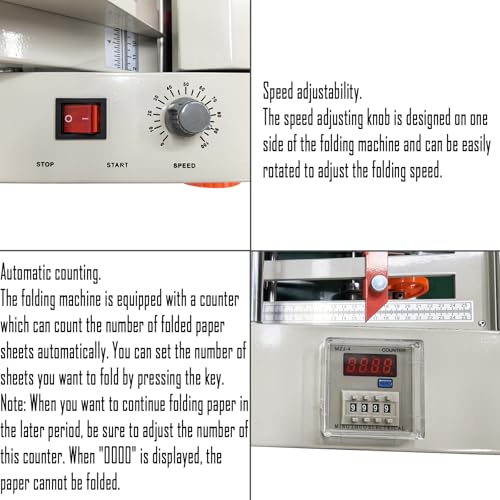 WYDDDAR Automatic Paper Folding Machine with 2 Trays Max Speed 262ft/min for Documents