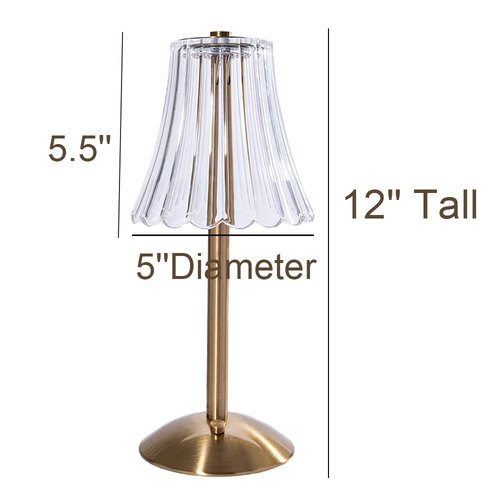 HEQET Cordless Table Lamps for Home,Table,Dining Room, Gold Rechargeable Lamps, USB Charge 12'' Tall LED Brass Portable Outdoor Indoor Table Lamp with Built-in Dimmer
