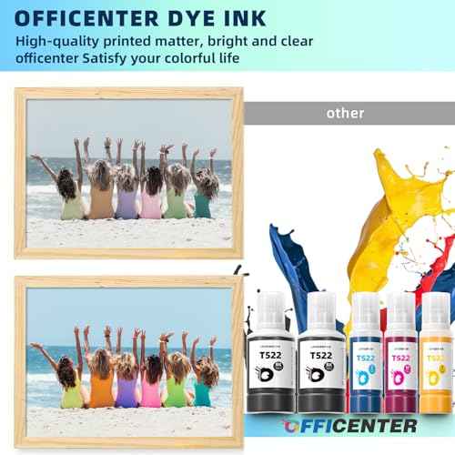 T522 522 Ink Refill Bottles for Ecotank ET-2760 ET-4760 ET-2750 ET-2720 ET-3760 ET-2850 ET-15000 ET-2800 ET-4700 ST-4000 ST-2000 ET-3710 ET4810 ET-3850 ET-3750 ET-2803 Printer (2BK C M Y)