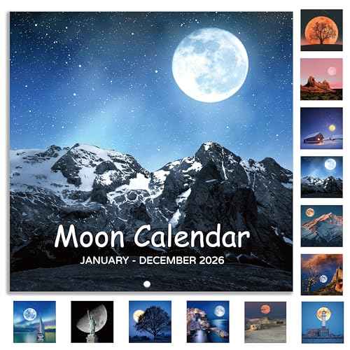2026 Wall Calendar - Moon Calendar 2026, Jan. 2026 - Dec. 2026, 12" x 24" (Open), 2026 Calendars, 12-Month Wall Calendar with Moon Phases, Perfect for Office & Home
