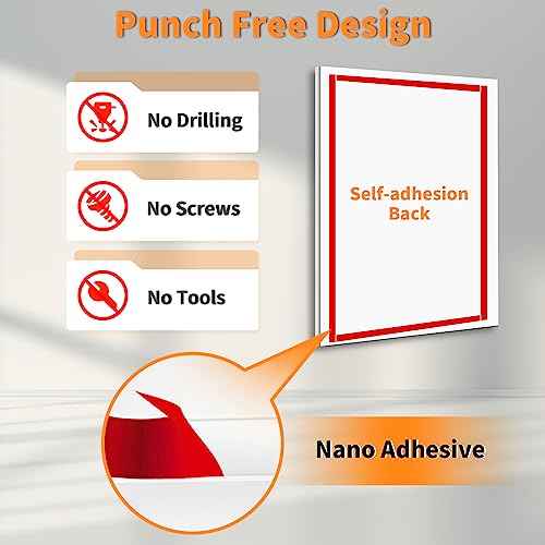 6 Pack Acrylic Sign Holder 8.5x11 Wall Mount,Clear Wall Sign Holder with Tape,Horizontal & Vertical Display,Plastic Sign Holder for Wall Door Glass Window Fridge-No Drilling