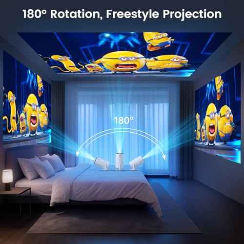 Mini Portable Projector with WiFi and Bluetooth,Support Movie Projector 1080P HD,Auto Keystone Correction,180¡Æ Rotatable,Compatible with TV Stick, HDMI, USB, Smartphone, Laptop (White 1)