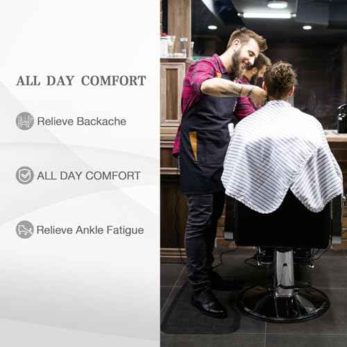 Anti Fatigue Salon Mat for Hair Stylist Anti-Slip Antique Series Salon & Barber Shop Chair Floor Mat (17''x28'' x 5/8'',Black)