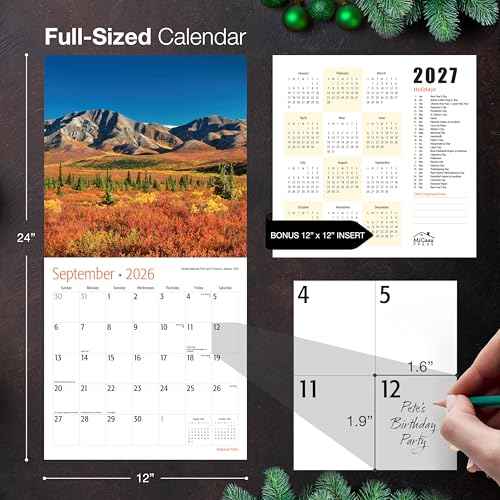 MICASA Wild & Beautiful National Parks 2026 Wall Calendar 12 Month | 12" x 24" Open | Thick & Sturdy Paper | Giftable | Calendar 2026