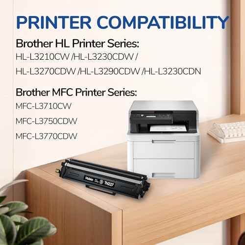 TN-227 BK/C/M/Y High Yield for Brother TN227 TN223 Toner Cartridges Used to MFC-L3770CDW HL-L3270CDW MFC-L3750CDW MFC-L3710CDW HL-L3230CDW HL-L3230CDN HL-L3290CDW Printer - 4Pack