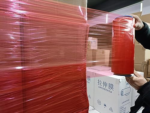 Red Stretch Wrap Plastic Roll 12”×1000ft 80 Gauge Storage for Packing