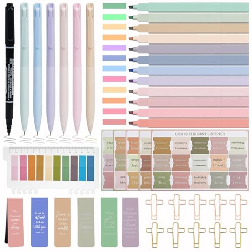 HRFGWDD 41-Piece Bible Study & Journaling Supplies Kit with Pens, Tabs, Highlighters