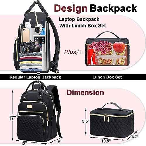 Weitars Lunch Backpack for Women,15.6 Inch Laptop Backpacks Travel Backpack for Women,Work Back pack,Teacher Nurse Back pack Insulated Lunchbox Backpacks