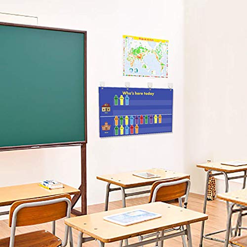 Classroom Attendance Pocket Chart with 36 Reusable Student Cards - Easy Check-In Tool