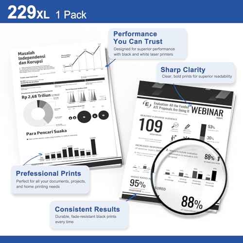 TN229XL Black TN229XLBK Toner Cartridge Replacement for Brother TN229XL TN229 Black Toner Cartridge Works for Brother HL-L3220CDW HL-L3280CDW HL-L8245CDW MFC-L3720CDW MFC-L3780CDW Printers - 1 Pack