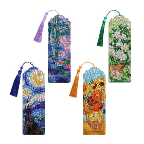 Van Gogh Diamond Painting Bookmarks Set - DIY Art Craft Kit for Book Lovers