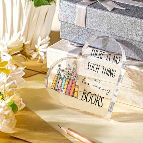 Book Lovers Gifts, Acrylic Heart Sign Paperweight Presents, Reading Accessories, bookish Gifts for Book Lovers Women, Readers, Bookworm