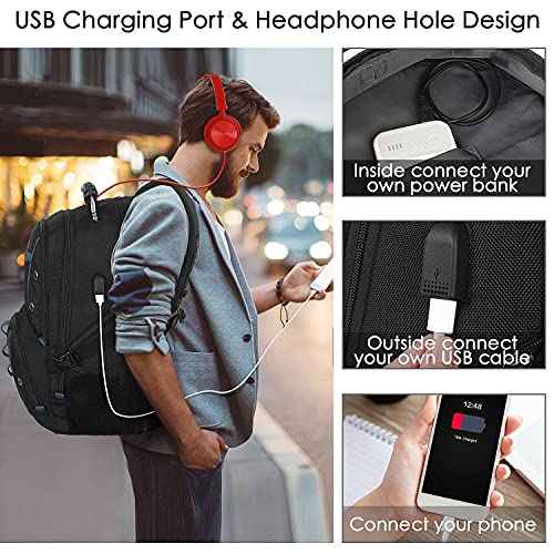 Travel Laptop Backpack, 17.3 Inch XL Heavy Duty Computer Backpack with RFID Pockets, TSA Friendly Extra Large College Daypack with USB Charging Port, Stylish Laptop Bag for Men/Women£¬Blue