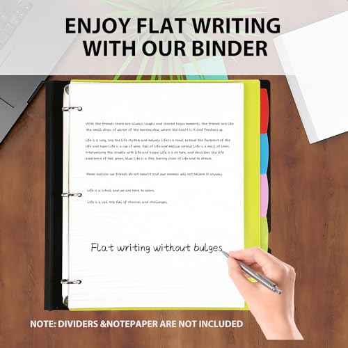 Telescoping 3 Ring Binder-12PCS, Flexible Binder with Customized Front Cover+Clear Catalog Pocket+3 Round Rings, Flat Writing Binder, 4 Bright Colors