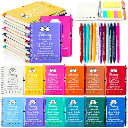 36 Sets 2025 Nurse Appreciation Gift Bulk Thank You Gift for Medical Nursing Assistant Spiral Notebook with Sticky Note Inspirational Ballpoint Pen for RN Staff Coworker Doctor Student Grad