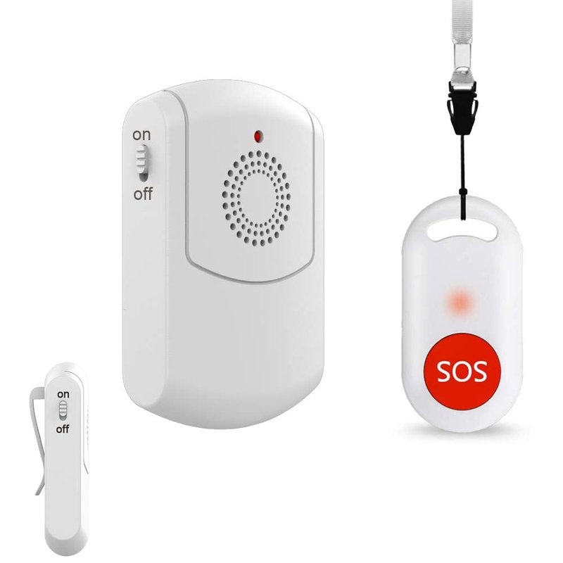 EverNary Caregiver Pager Wireless Call Button System Personal Alert Panic Button for Home Elderly Nurses Calling System with Pager and Emergency Button (1Receiver+1Button)