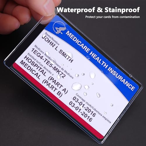Glsgsb Clear Water-Resistant PVC Card Sleeves for Medicare, Social Security, ID, Credit Cards - 6 Pack