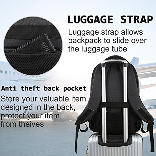 Volher 15.6 Inch Black Business Travel Laptop Backpack Anti Theft Slim Bag
