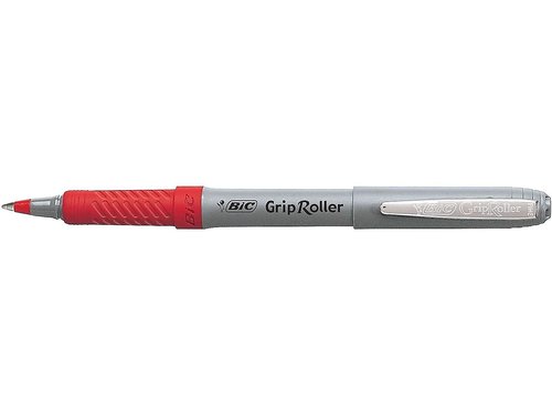 BIC Roller Glide Grip Pen With An Added-Value Grip, Fine Point (0.7mm), Red, Contemporary Looking, 12-Count