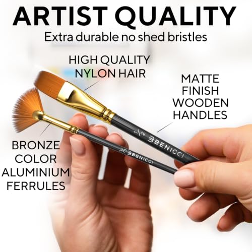 12-Piece Artist Watercolor Paint Brush Set for Professional & Beginner Use