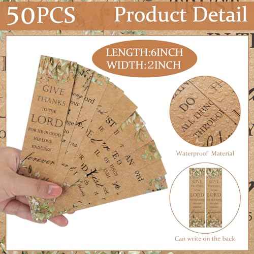 Yeaqee 200 Pcs Christian Gifts Set Include 50 Bible Verses Bookmarks Book Markers 50 Ballpoint Pens 50 Bible Notebooks 50 Organza Bags Mother's Day Bulk Gifts for Church Women