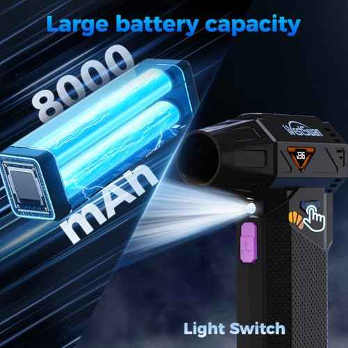 Compressed Air Duster, 210000RPM Mini Electric Air Duster Equipped with Continuously Variable Speed, 320g Wind Pressure Turbo Blower with Vacuuming Unit for Keyboard, PC, Car, Home(Black)