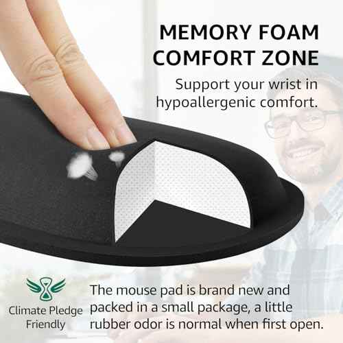 KTRIO Ergonomic Keyboard Wrist Rest, Memory Foam Wrist Rest for Computer Keyboard, Mouse Pad Set for Easy Typing & Pain Relief for Office & Home, Black