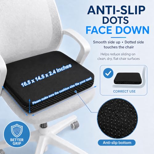Blue Thicken Gel Seat Cushion 2.4 Inch Thick for Office & Hard Chairs