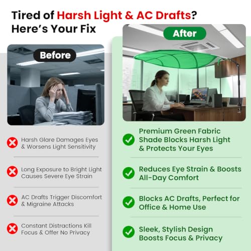 DIYZIXO 51-Inch Adjustable Desk Shade: Leaf Pattern Light Blocker with 360° Clamp