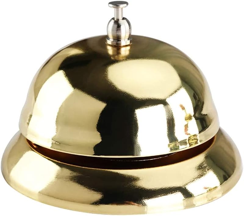 Gold Call Bell 3.35 Inch Service Desk Bell for Restaurant Hotel & Game Signaling