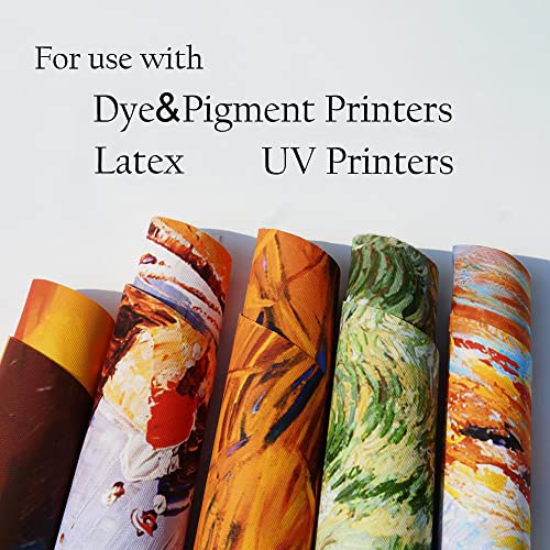 255 Polyester Canvas Roll 13inchx 40ft Waterproof Matte Inkjet Canvas for Decorative Painting Advertising and Wide Format Inkjet Printing 13inchx40ft