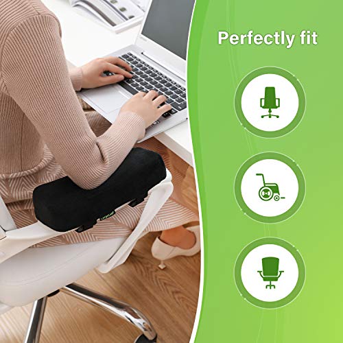 LargeLeaf Extra Thick 2-Inch Memory Foam Armrest Pads (Pack of 2) Black / X-Large