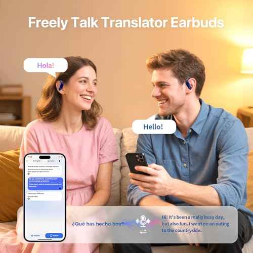 AI Translation Earbuds Real-Time: 166 Languages Audifonos Traductores Ingl?s Espa?ol, 60 Hours Battery - Seamless Translator Headphones for Travel Business Learning, iOS & Android Support Blue