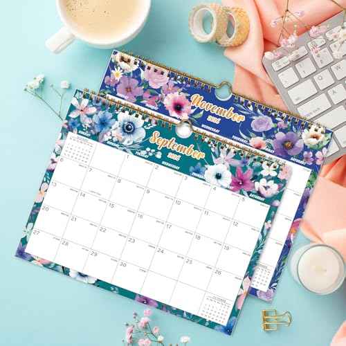 Calendar 2026-18 Monthly Wall Calendar, January 2026 - June 2027, 8.5" x 11", Calendar 2026-2027 with Twin-Wire Binding, Hanging Hook, Blocks and Julian Dates (Flowers Wall Calendar)