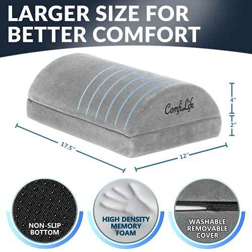 ComfiLife Foot Rest for Under Desk at Work ? Adjustable Height Memory Foam Foot Stool for Under Desk, Office Chair & Gaming Chair ? Ergonomic Footrest for Back & Hip Pain Relief (Gray)