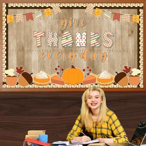 Fall Thanksgiving Pie Bulletin Board Set Autumn Pumpkin Leaf Acorn Give Thanks Everyday Cutouts School Teacher Supplies Thanksgiving Party Elementary Office Home Chalkboard Wall Decor